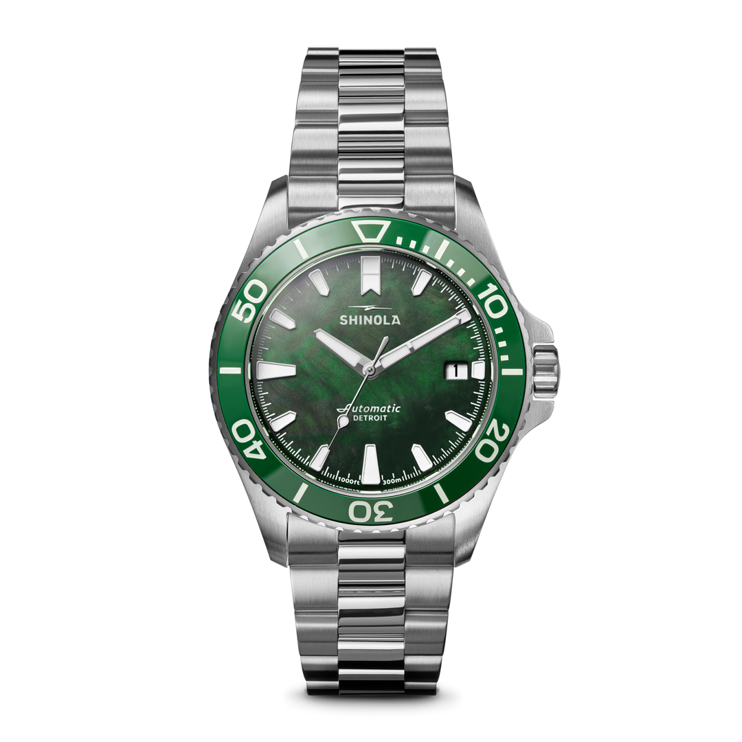 Shinola Mother of Pearl Monster Men's 39mm Automatic Watch with Hours-Minutes-Seconds S0120484266