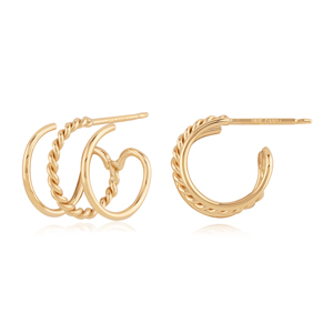 Triple Hoop Earrings 14k Yellow Gold Polished