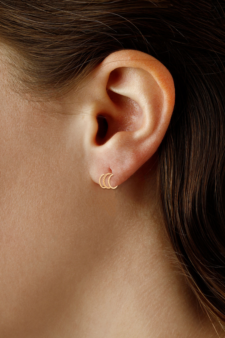 Triple Hoop Earrings 14k Yellow Gold Polished