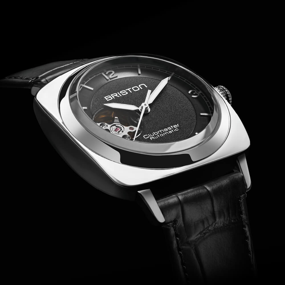 Briston Clubmaster Legend Black Dial Stainless Steel Case Automatic with Date Open Heart Window to Movement on Dia 25739.PS.L.1.LAB