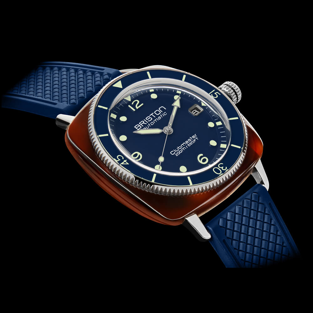 Briston Clubmaster Legend Blue Dial Stainless steel and tortoise shell acetate Case Automatic with Hours-Minutes-Date 241740.SA.T.15.FNB