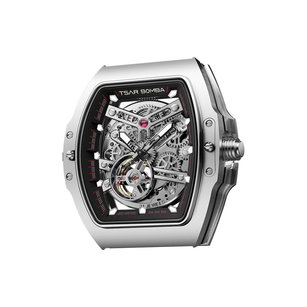 Tsar Bomba Atomic Series Skeleton Dial Automatic with Hours-Minutes-Seconds TB8218-FKM RED/BLK