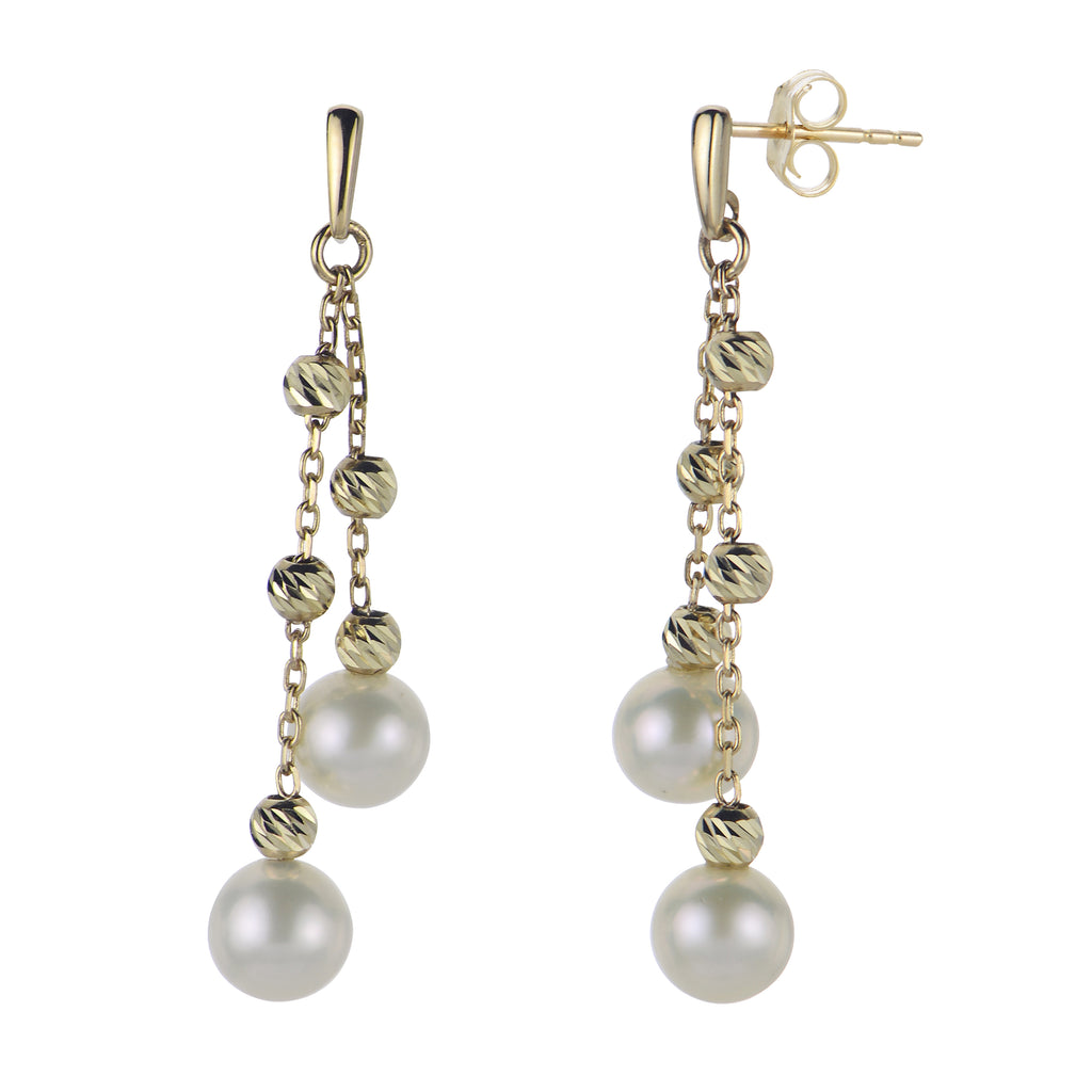 Freshwater Pearl Drop Double Drop Earrings 5.0-5.5mm