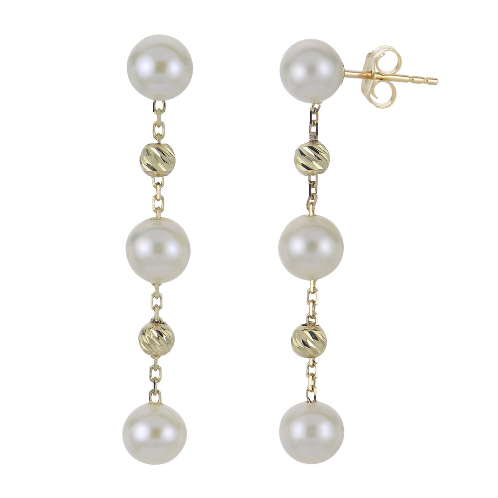 Freshwater Pearl Drop Single Row Earrings 5.0-5.5mm