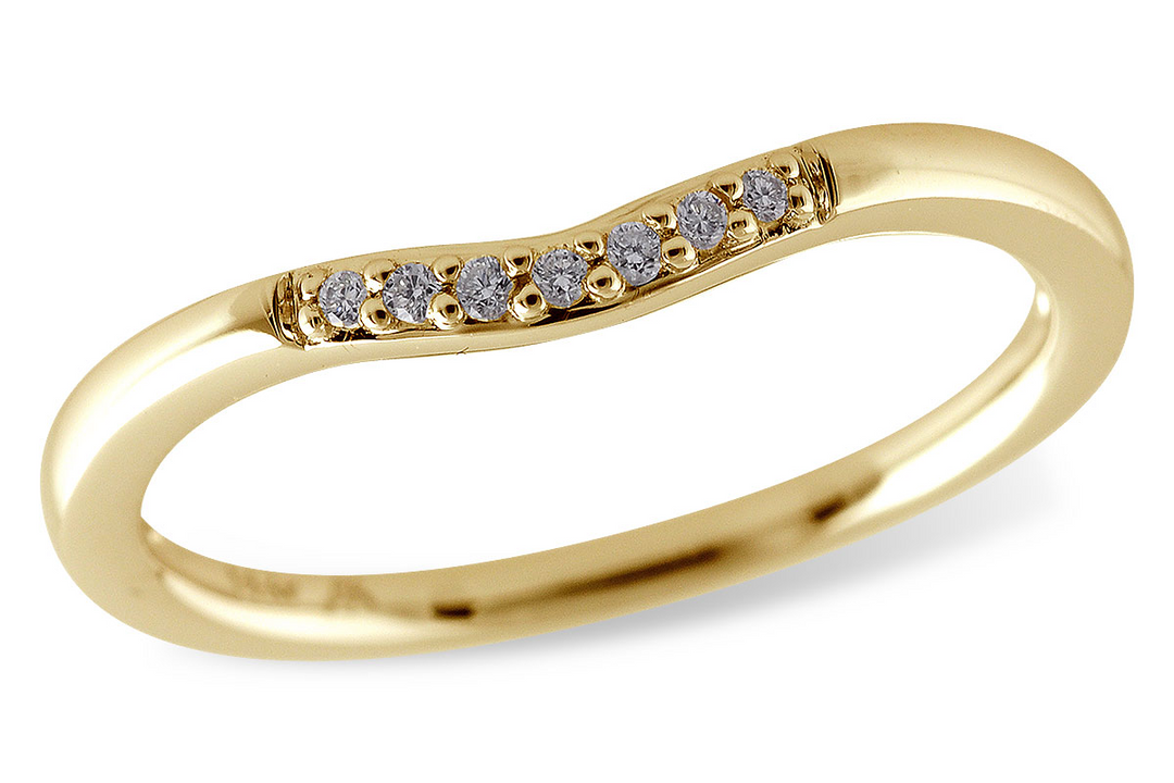 Curved Prong Set 14k Yellow Gold Polished .04ct Diamond Band