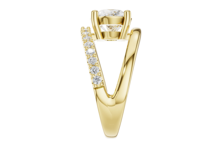 Contemporary Style Semi Mount Engagement Ring Mounting 14k Yellow Gold .33 total Carat Weight