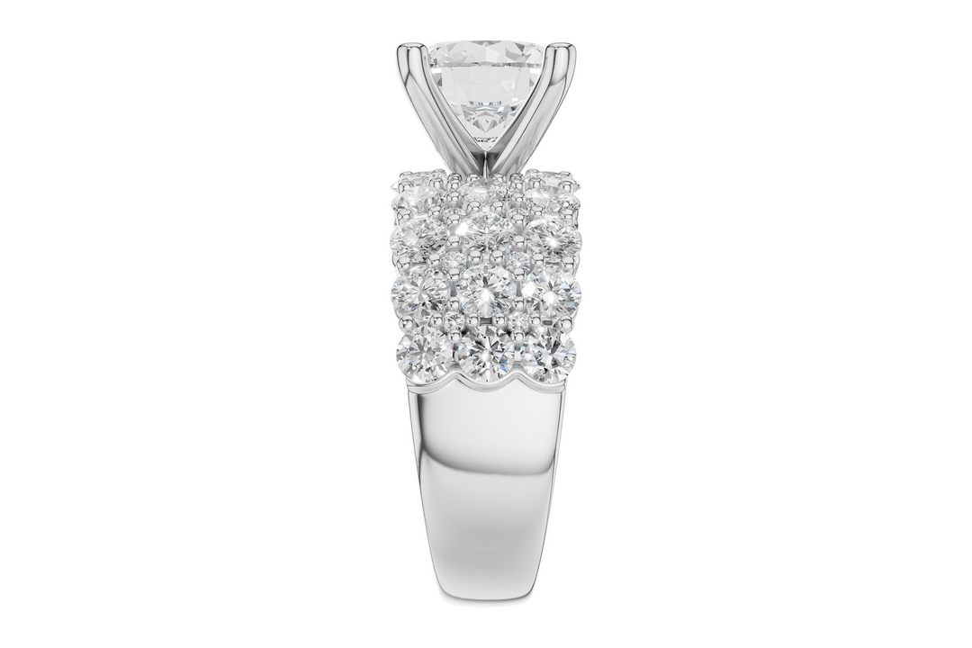 Shared Prong Style Semi Mount Engagement Ring Mounting 14k White Gold 2.44 total Carat Weight