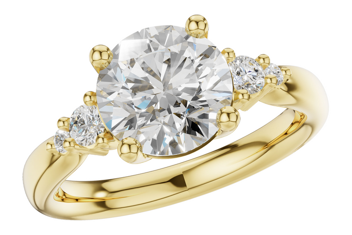 5 Stone Style Semi Mount Engagement Ring Mounting 14k Yellow Gold .16 total Carat Weight