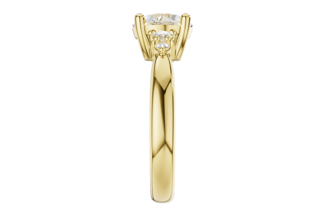 5 Stone Style Semi Mount Engagement Ring Mounting 14k Yellow Gold .16 total Carat Weight