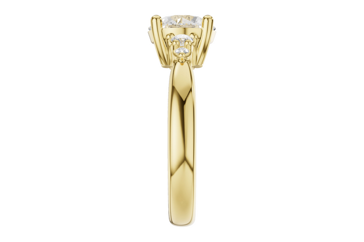 5 Stone Style Semi Mount Engagement Ring Mounting 14k Yellow Gold .16 total Carat Weight