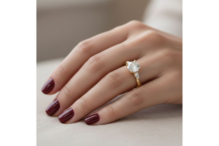 5 Stone Style Semi Mount Engagement Ring Mounting 14k Yellow Gold .16 total Carat Weight