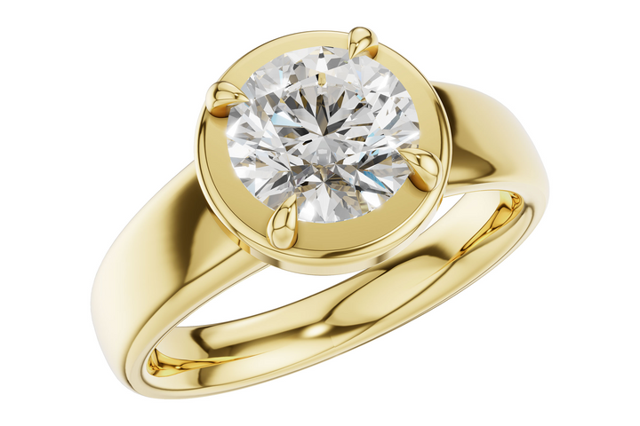 Solitare Style Semi Mount Engagement Ring Mounting 14k Yellow Gold