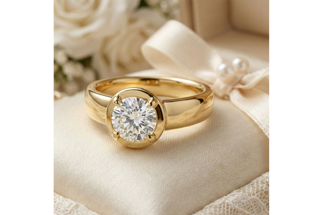 Solitare Style Semi Mount Engagement Ring Mounting 14k Yellow Gold