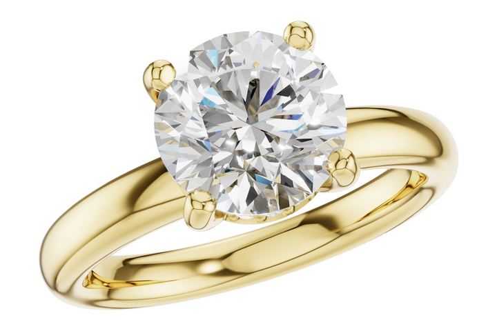 Solitare Style Semi Mount Engagement Ring Mounting 14k Yellow Gold .06ct total Carat Weight