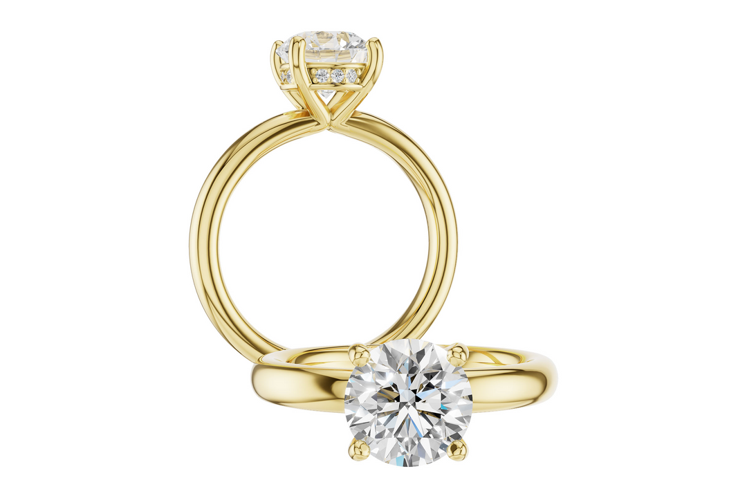 Solitare Style Semi Mount Engagement Ring Mounting 14k Yellow Gold .06ct total Carat Weight