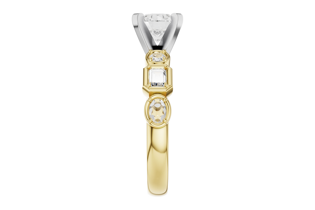 Contemporary Style Semi Mount Engagement Ring Mounting 14k Two-Tone .45ct total Carat Weight
