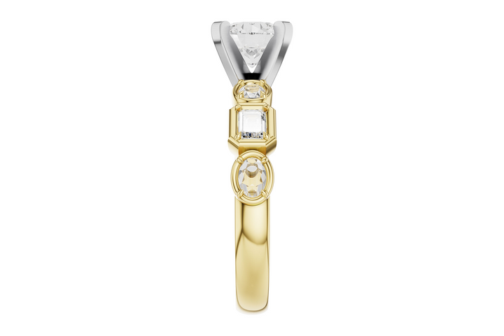 Contemporary Style Semi Mount Engagement Ring Mounting 14k Two-Tone .45ct total Carat Weight