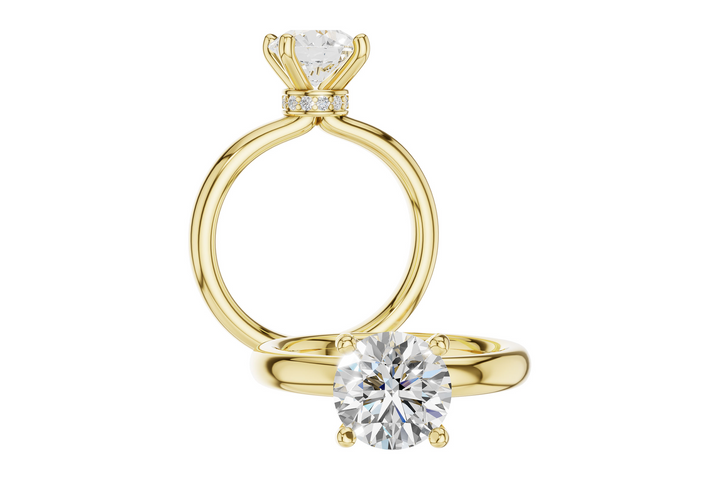 Solitare Style Semi Mount Engagement Ring Mounting 14k Yellow Gold .09 total Carat Weight
