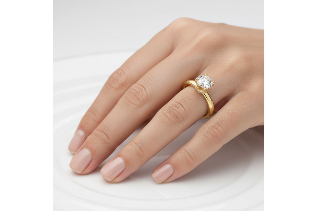 Solitare Style Semi Mount Engagement Ring Mounting 14k Yellow Gold .09 total Carat Weight