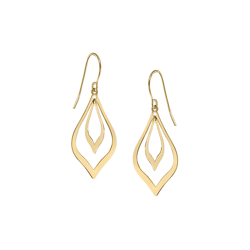 Pointed Drop Earrings 14k Yellow Gold Polished