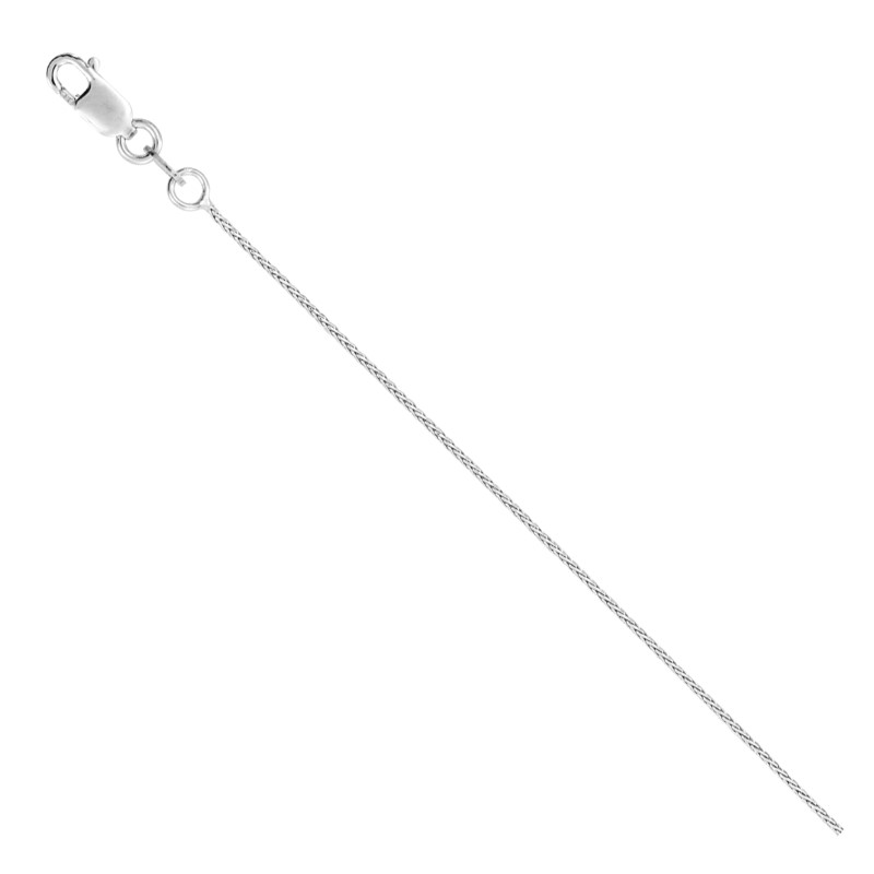 18 Inch Polished Superflex Round Wheat Chain 14k White Gold with Lobster Clasp