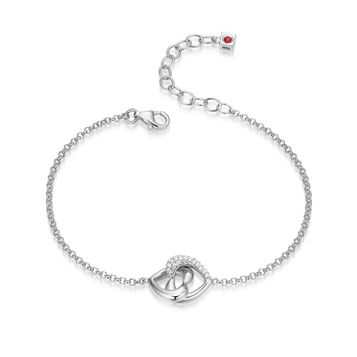 Sterling Silver 925 Purity Round Cubic Zirconia Rolo Bracelet