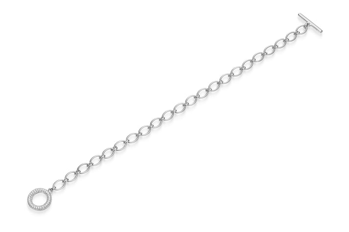 Sterling Silver 925 Purity Round Cubic Zirconia Open Link Bracelet
