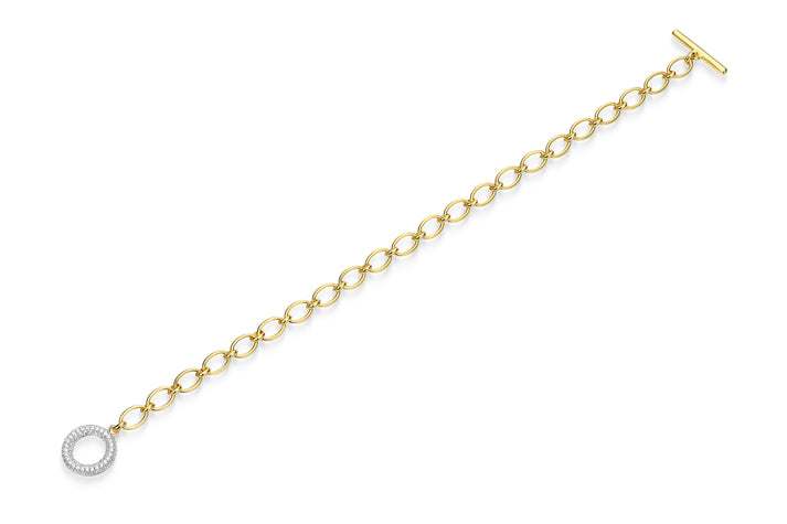 Sterling Silver Yellow Gold Plated Round Cubic Zirconia Open Link Bracelet
