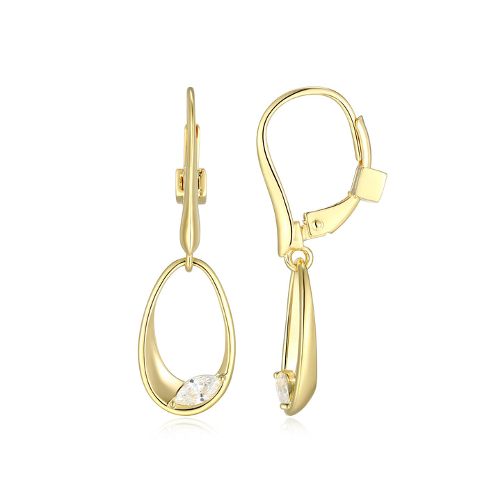 Marquise Cubic Zirconia Leverback earrings in Sterling Silver