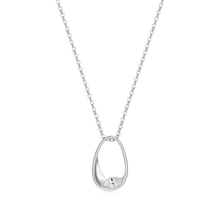 Marquise Cubic Zirconia Free Form Pendant in Sterling Silver 925 Purity