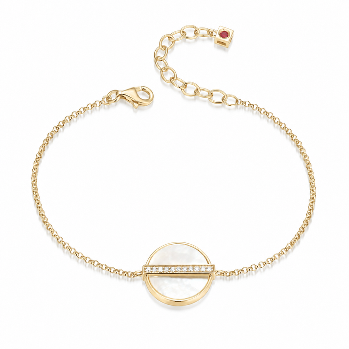 Sterling Silver Yellow Gold Plated Round Multi Gemstone Rolo Bracelet
