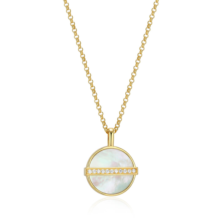 Round Multi Gemstone Circle Pendant in Sterling Silver Yellow Gold Plated
