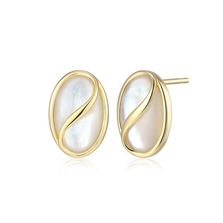Oval Mother of Pearl Post earrings in Sterling Silver