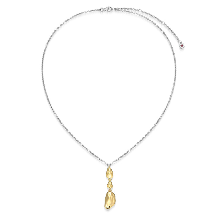 Lariat Necklace in Sterling Silver Yellow Gold Plated