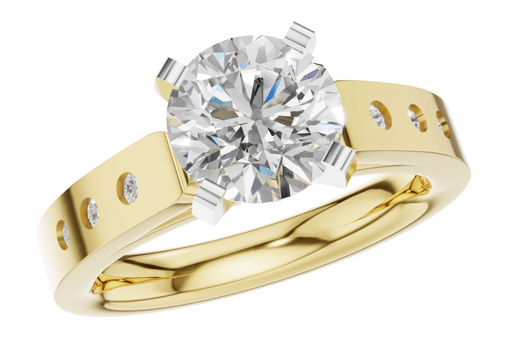 Contemporary Style Engagement Ring Mounting 14k Two-Tone .09ct total Carat Weight