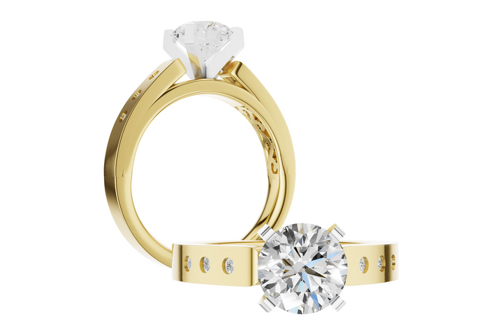 Contemporary Style Engagement Ring Mounting 14k Two-Tone .09ct total Carat Weight