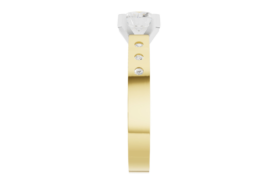 Contemporary Style Engagement Ring Mounting 14k Two-Tone .09ct total Carat Weight
