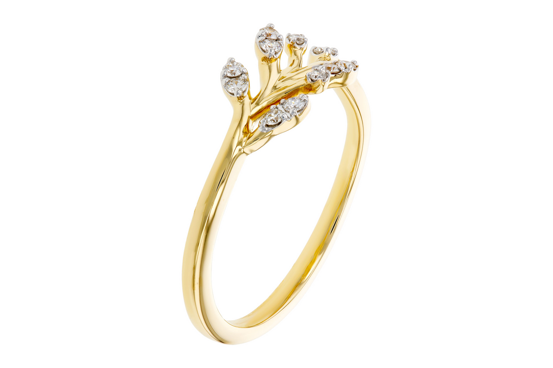 Diamond Nature Inspired Style Ring 14k Yellow Gold .12ct Total