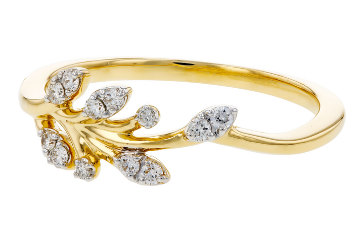 Diamond Nature Inspired Style Ring 14k Yellow Gold .12ct Total