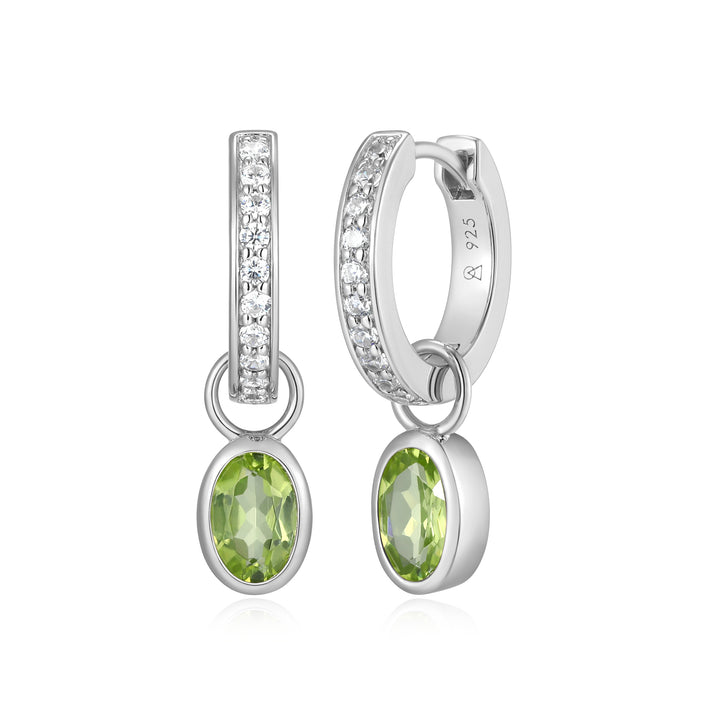 Oval Peridot Huggie earrings in Sterling Silver