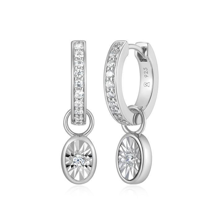 .25 Total Lab Grown Diamond Huggie Earrings GH/SI1 Sterling Silver 925 Purity