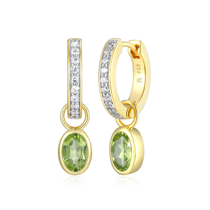 Oval Peridot Huggie earrings in Sterling Silver