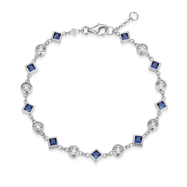 Lab Grown Sapphire and Diamond Bracelet in Sterling Silver