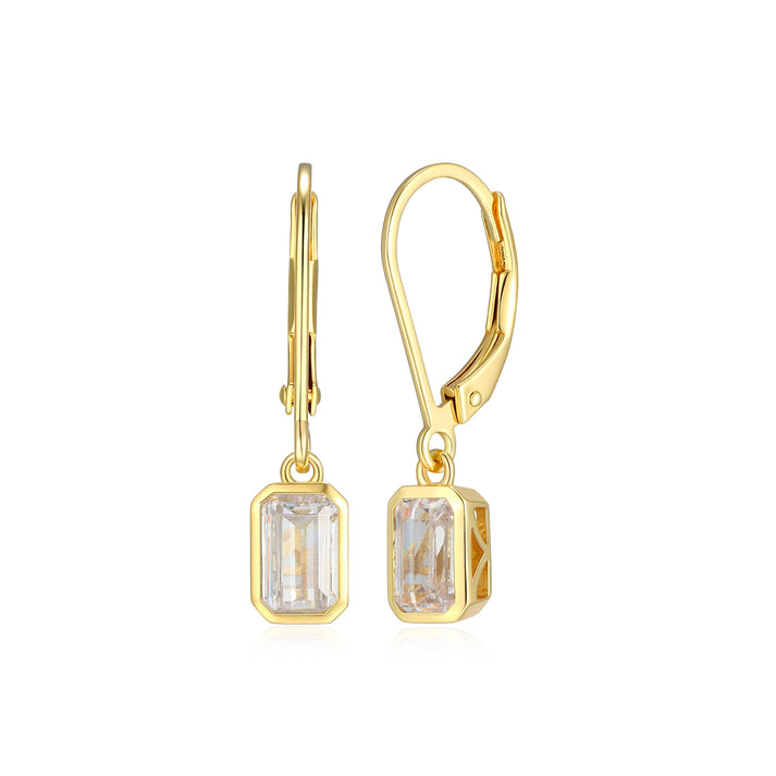 Leverback Sterling Silver Yellow Gold Plated Lab Grown Diamond Earrings