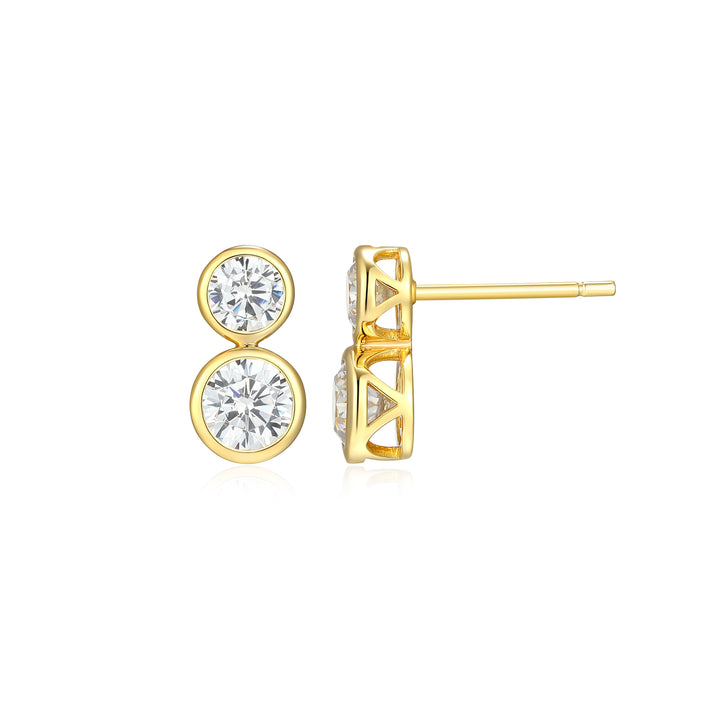 Drop Sterling Silver Yellow Gold Plated Lab Grown Diamond Earrings