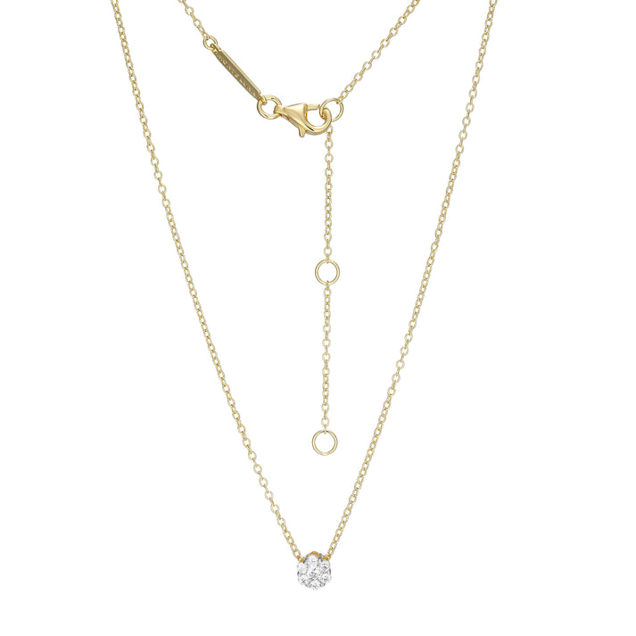 Cluster Sterling Silver Yellow Gold Plated Lab Grown Diamond Necklace