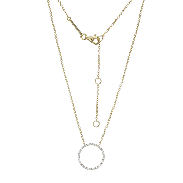Open Circle Sterling Silver Yellow Gold Plated Lab Grown Diamond Necklace