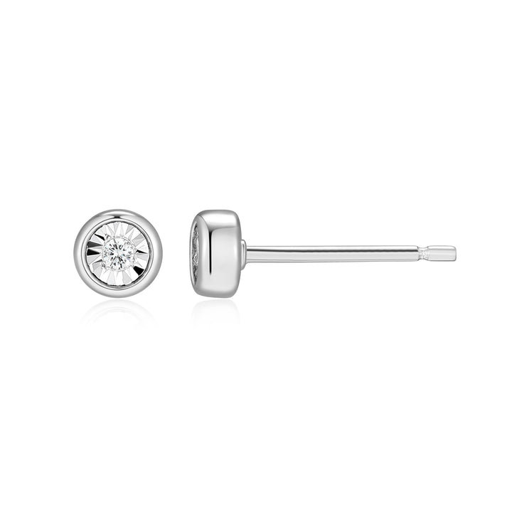 Bezel Sterling Silver 925 Purity Lab Grown Diamond Earrings