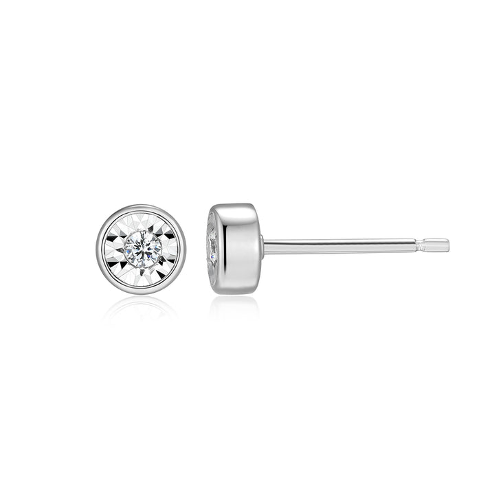 Bezel Sterling Silver 925 Purity Lab Grown Diamond Earrings