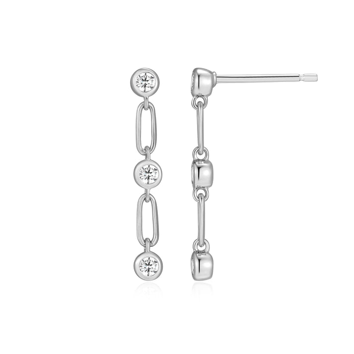 Bezel Drop Sterling Silver 925 Purity Lab Grown Diamond Earrings